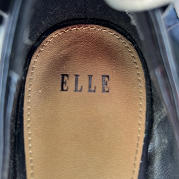 ELLE bow on back of the black faux leather platform heels Size 7 M stilettos. - Picture 5 of 16